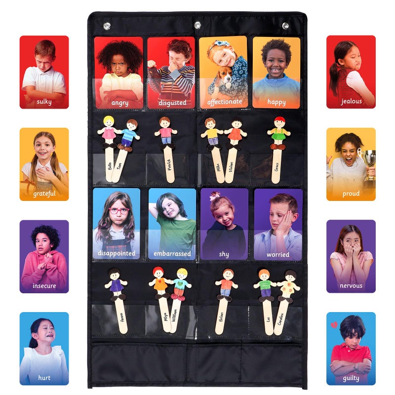 MEROCO Emotion Cards for Kids Aba Therapy Materials Autism Social Emotional Learning Activities Emotions Flash Cards with Feelings Chart Calm Down Corner Supplies Speech Therapy Materials for Toddlers - Image 1